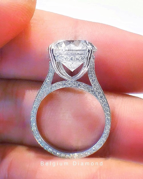Micropave Solitaire High Prong Diamond Ring